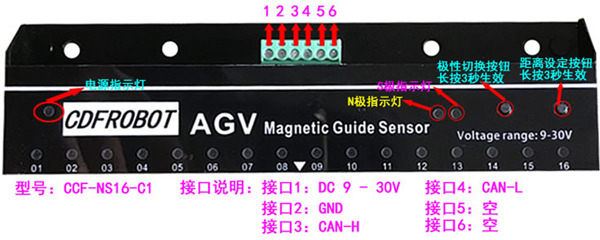 北京芯拓  AGV磁导航传感器 16位磁导航传感器 CAN总线协议 CAN总线输出